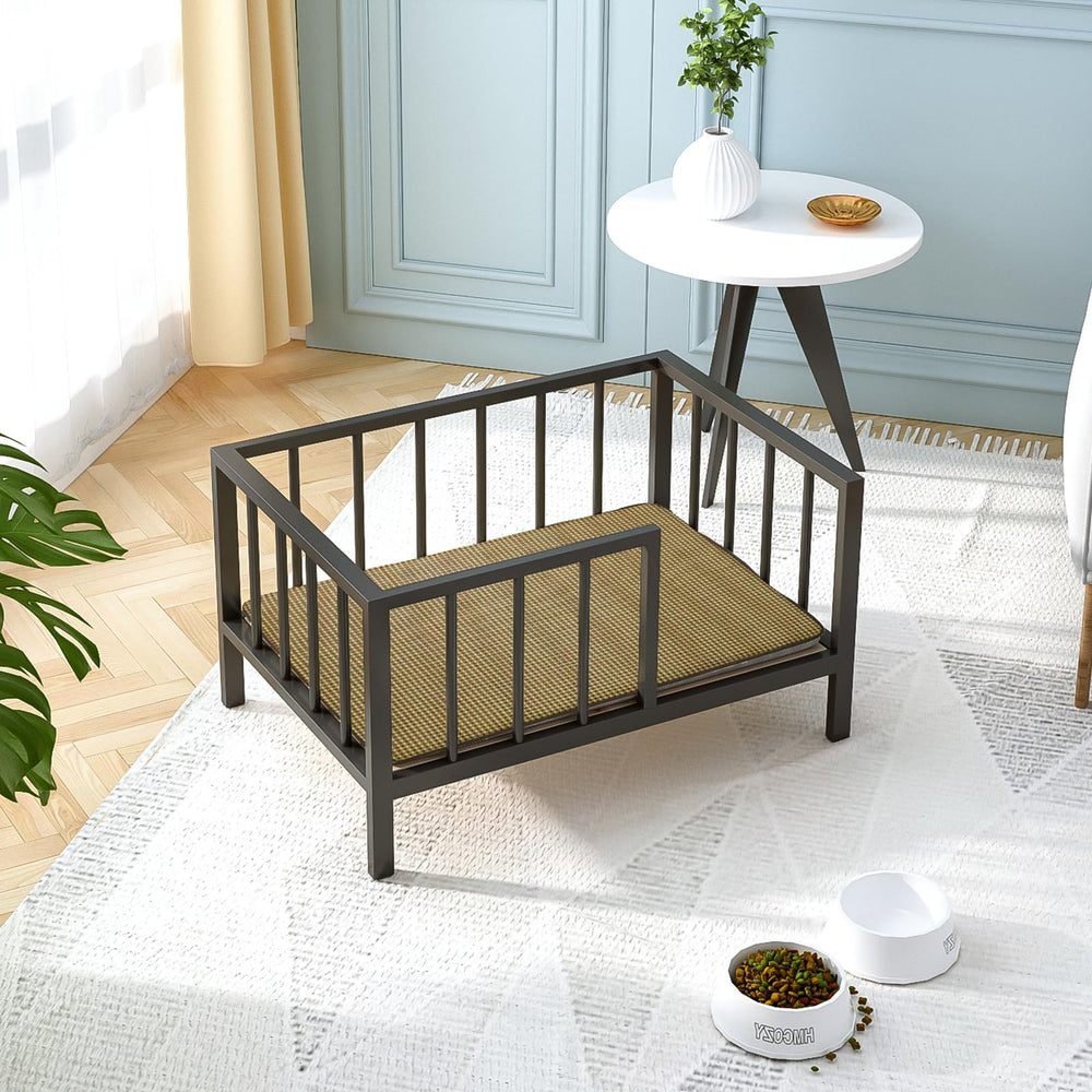 OSCHF dog bed metal frame detail highlights chew-resistant construction