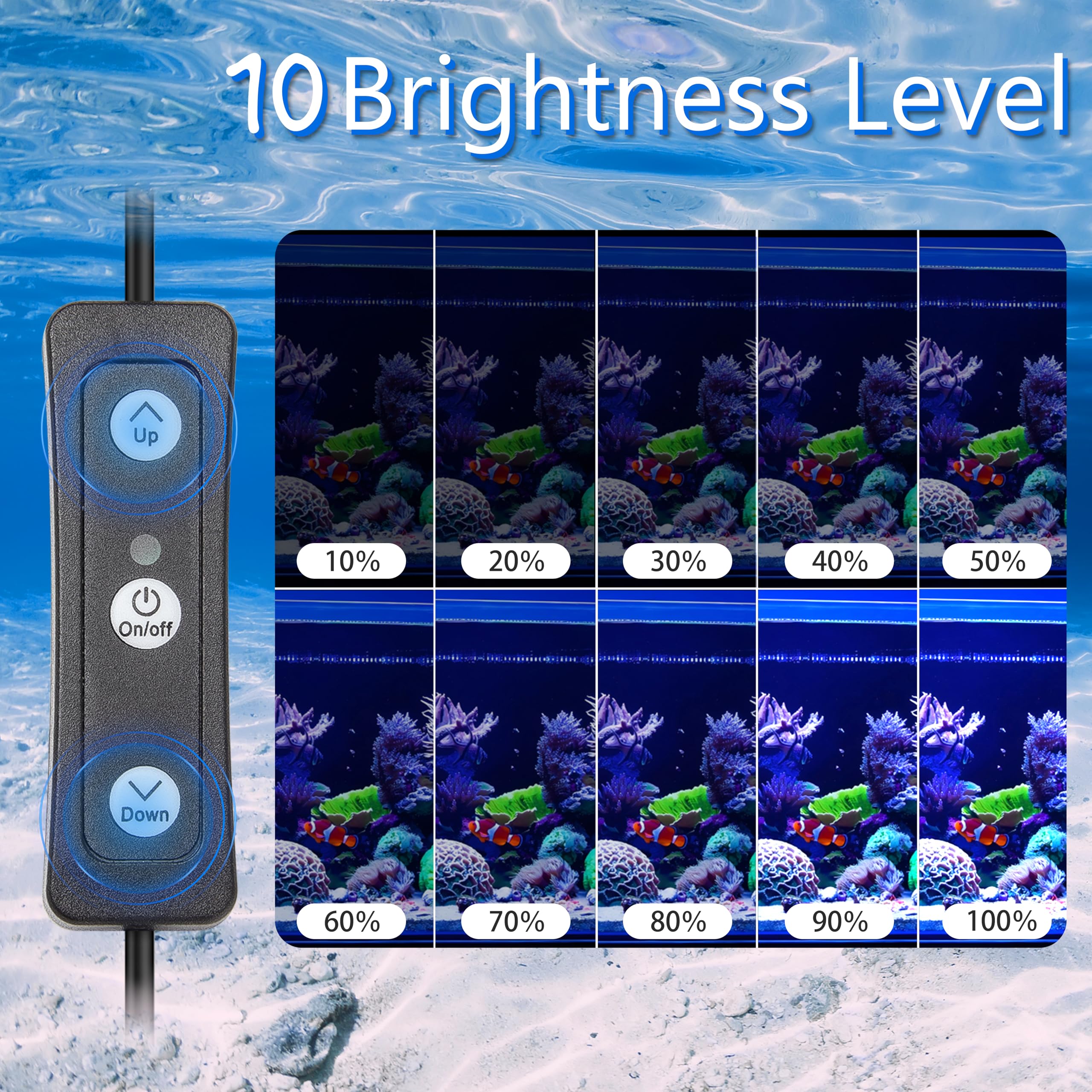 OSIDEN IP68-submersible aquarium light supports underwater and above-water setups.