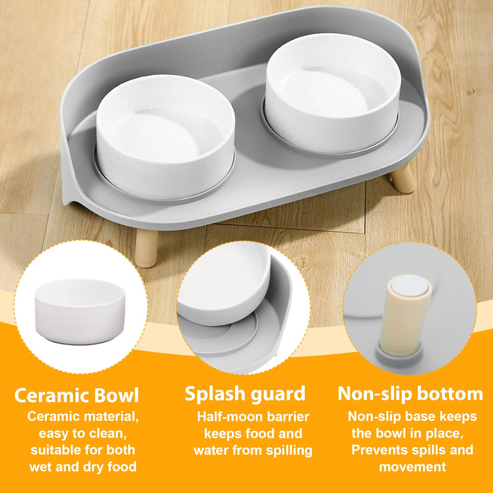 Oskrieel elevated bowls spill-edge design contains splashes during meals.
