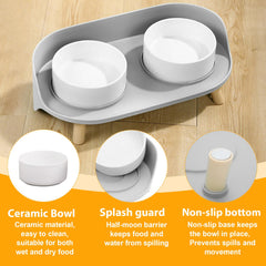 Oskrieel elevated bowls spill-edge design contains splashes during meals.