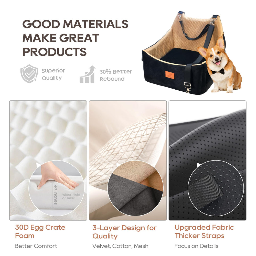 OSNBATN dog car seat has a removable washable cover for quick cleanup.