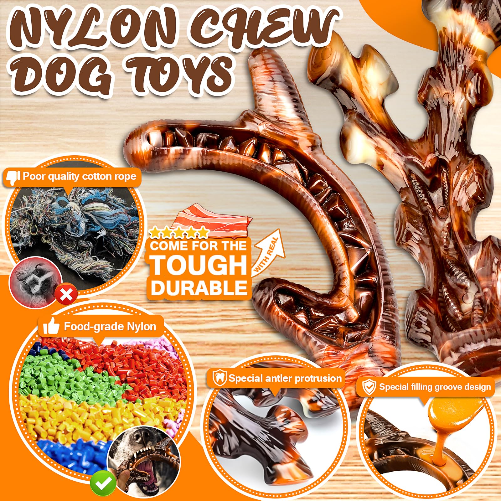 OSORD grooved surface nylon toy invites easy peanut butter fillings for extra fun.