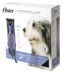 Oster A5 Turbo kit case with blades for versatile grooming setups.