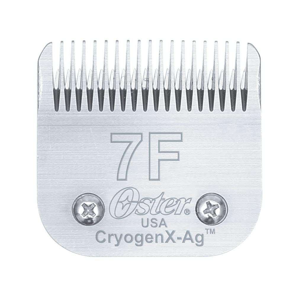 Oster CryogenX 7F blade closeup emphasizes precision grooming edge and durability