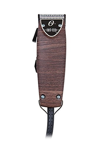 Oster Fast Feed Pivot Motor Clipper with wood housing for quiet, powerful grooming.