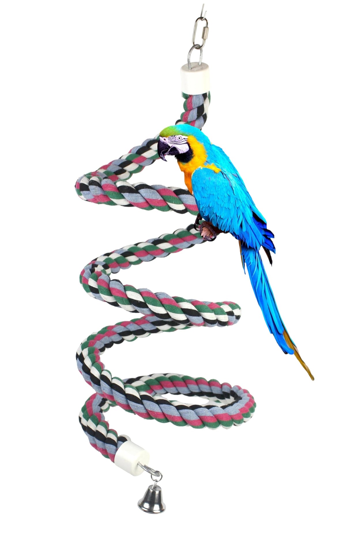 OSWINMART 94.4 inch colorful cotton rope perch with bell for parrots