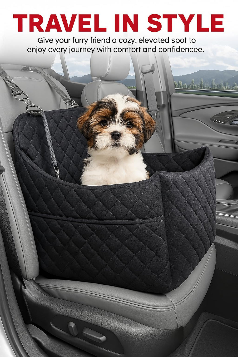 Otalar side pockets hold treats, toys, and waste bags.