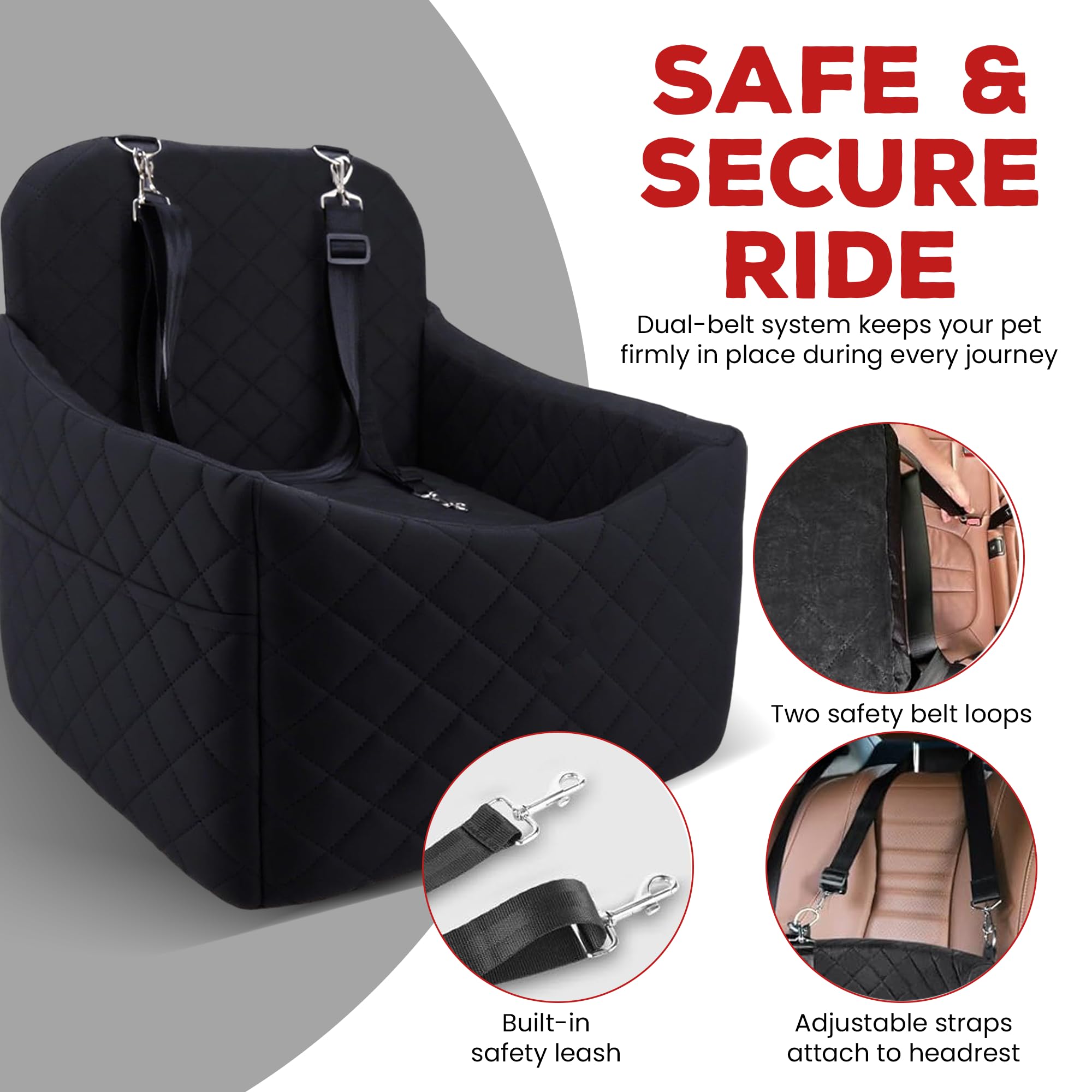 Otalar elevated booster seat features quilted sides for added support.