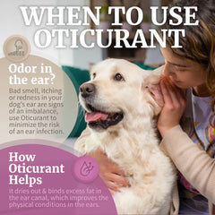OTICURANT ear powder pour image shows quick, gentle ear treatment in action.