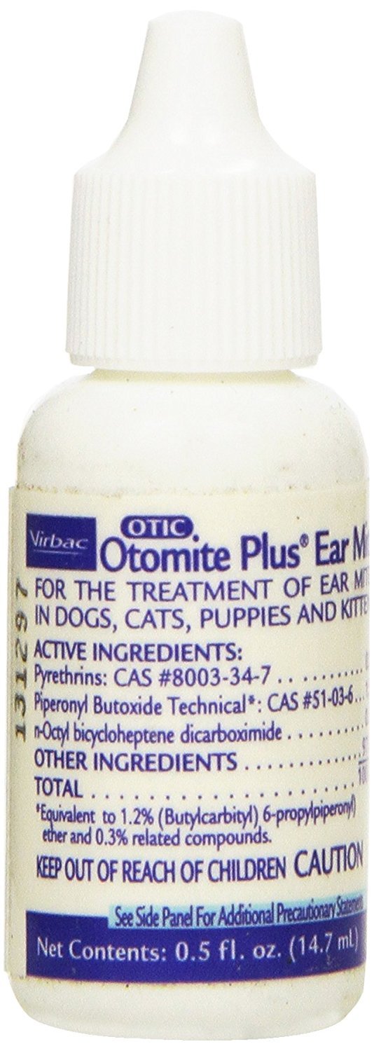 OTOMITE PLUS Ear Mite Treatment bottle close-up for gentle, irritation-free ear care