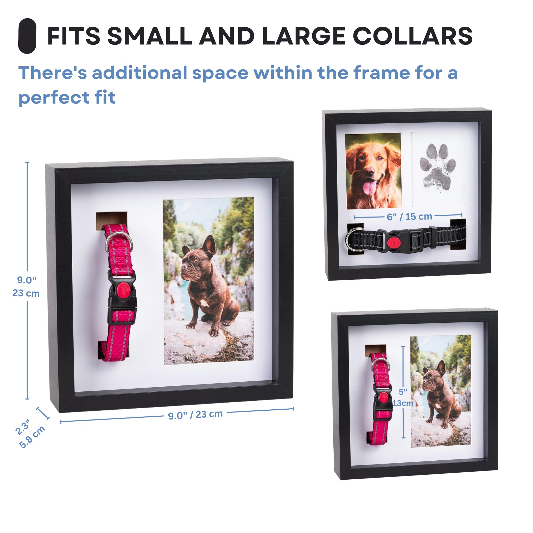 OtterPets memorial frame displays collar and paw or nose prints for personalization.