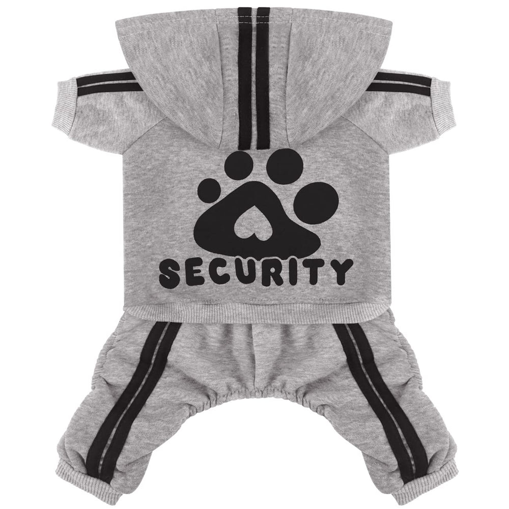 Otunrues dog hoodie back security print showcases warmth for chilly walks