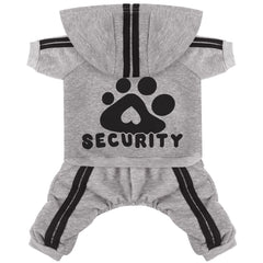 Otunrues dog hoodie back security print showcases warmth for chilly walks
