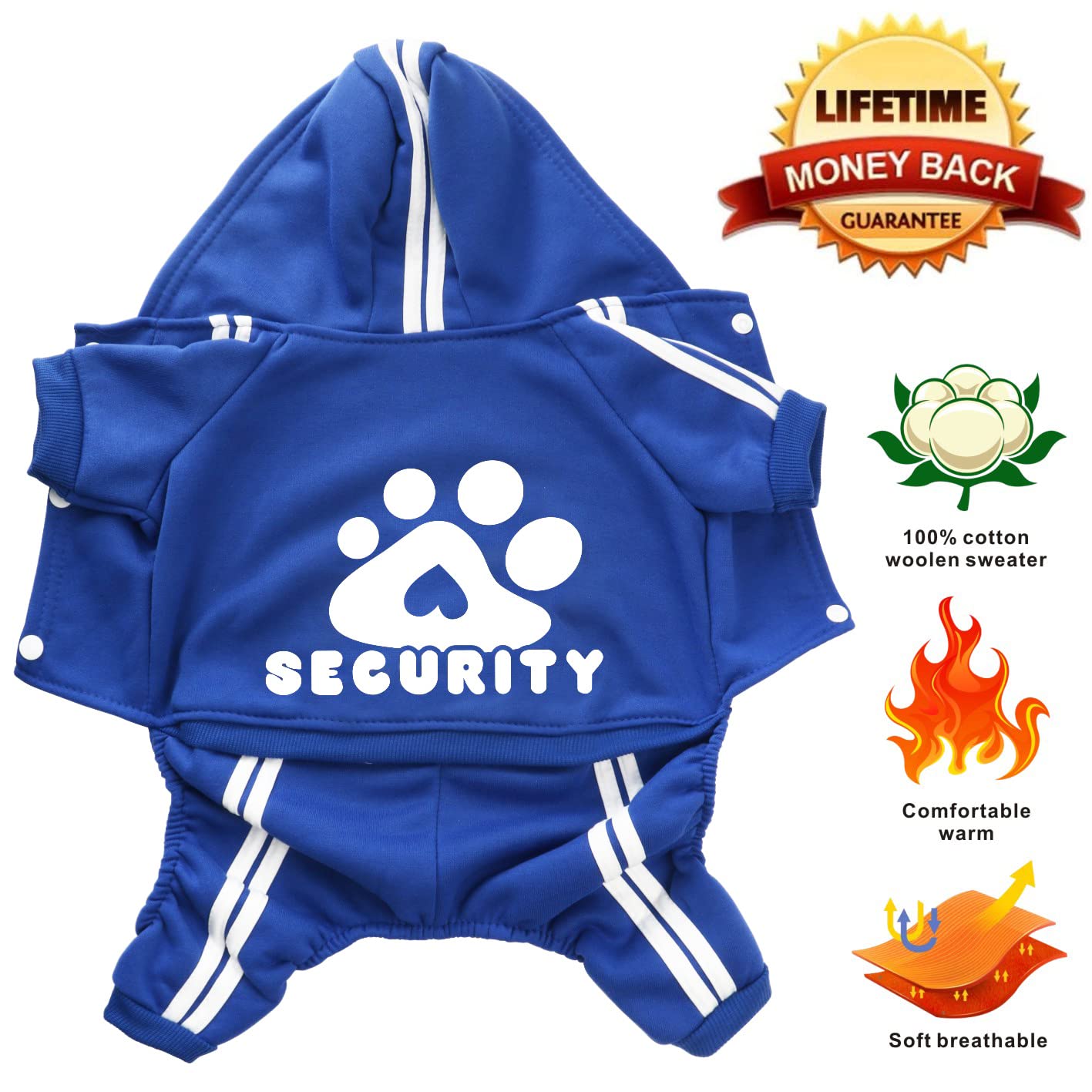 Otunrues dog hoodie worn by dogs and cats in blue XS