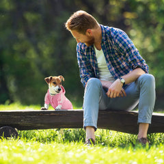 Otunrues dog hoodie four-legged design in pink fits paws securely