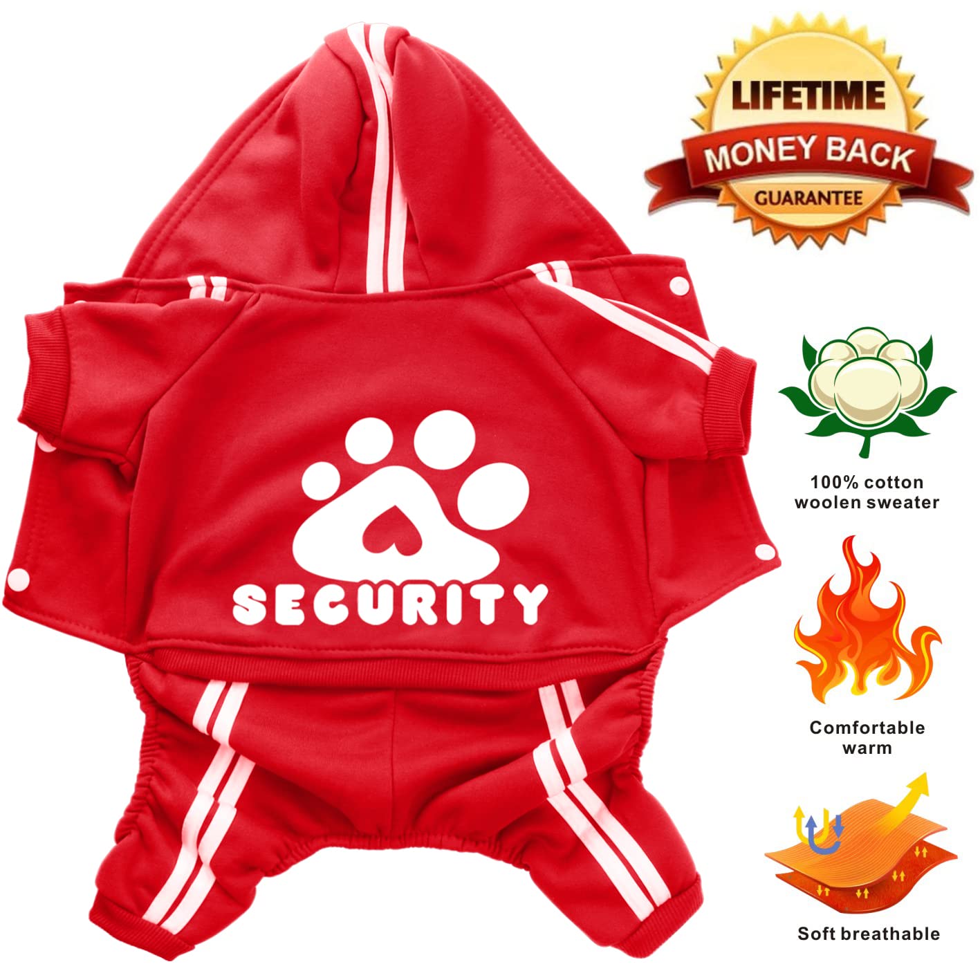 Otunrues dog hoodie size chart image showing seven-size range
