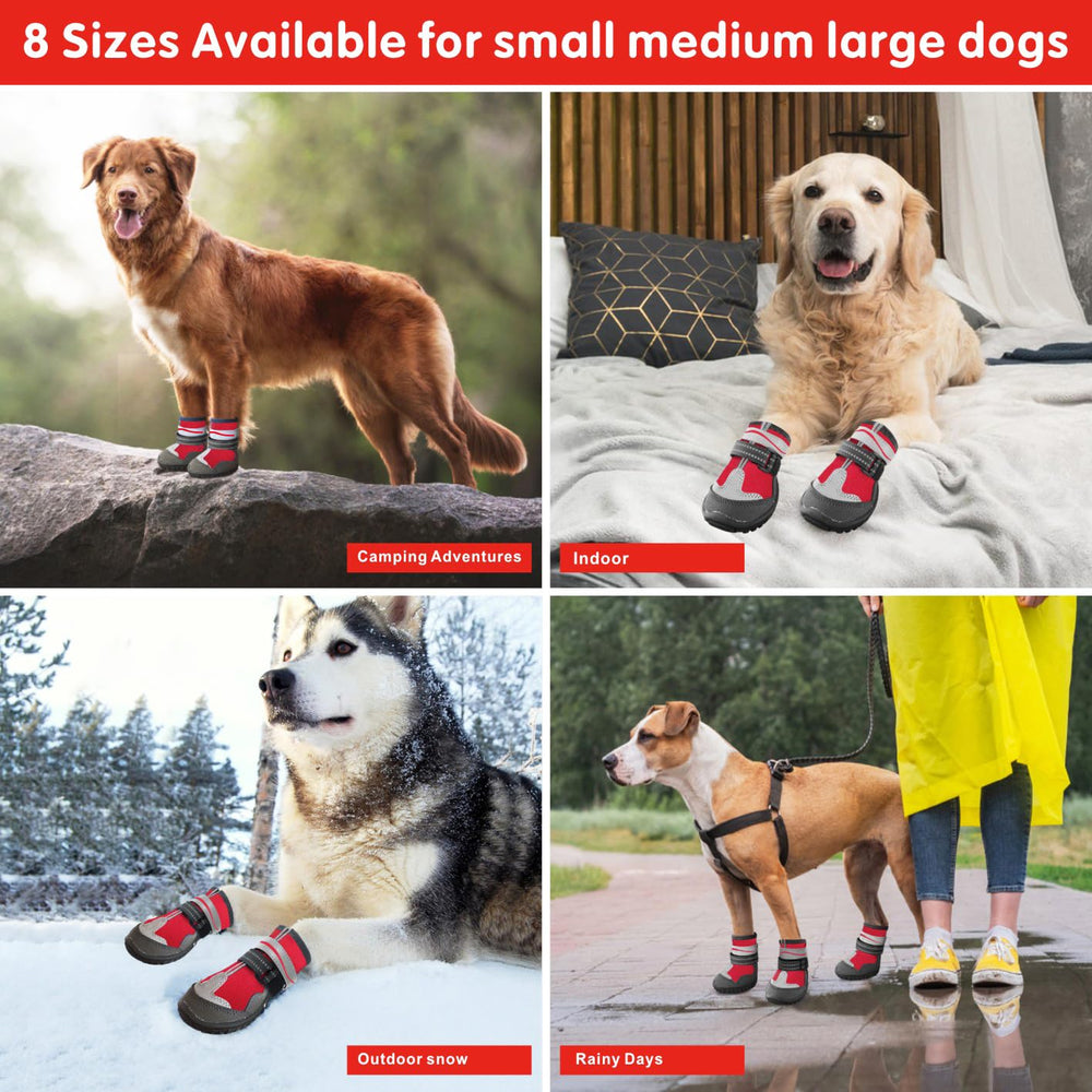 Otunrues dog shoes red reflective strip boosts visibility during night walks