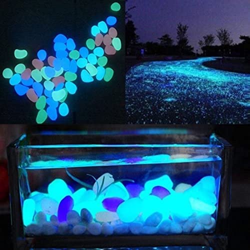 Oubest Glow Rocks blue decor for fairy gardens adds magical glow.