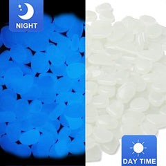 Oubest Glow Rocks blue decor for walkways brightens outdoor paths at night.