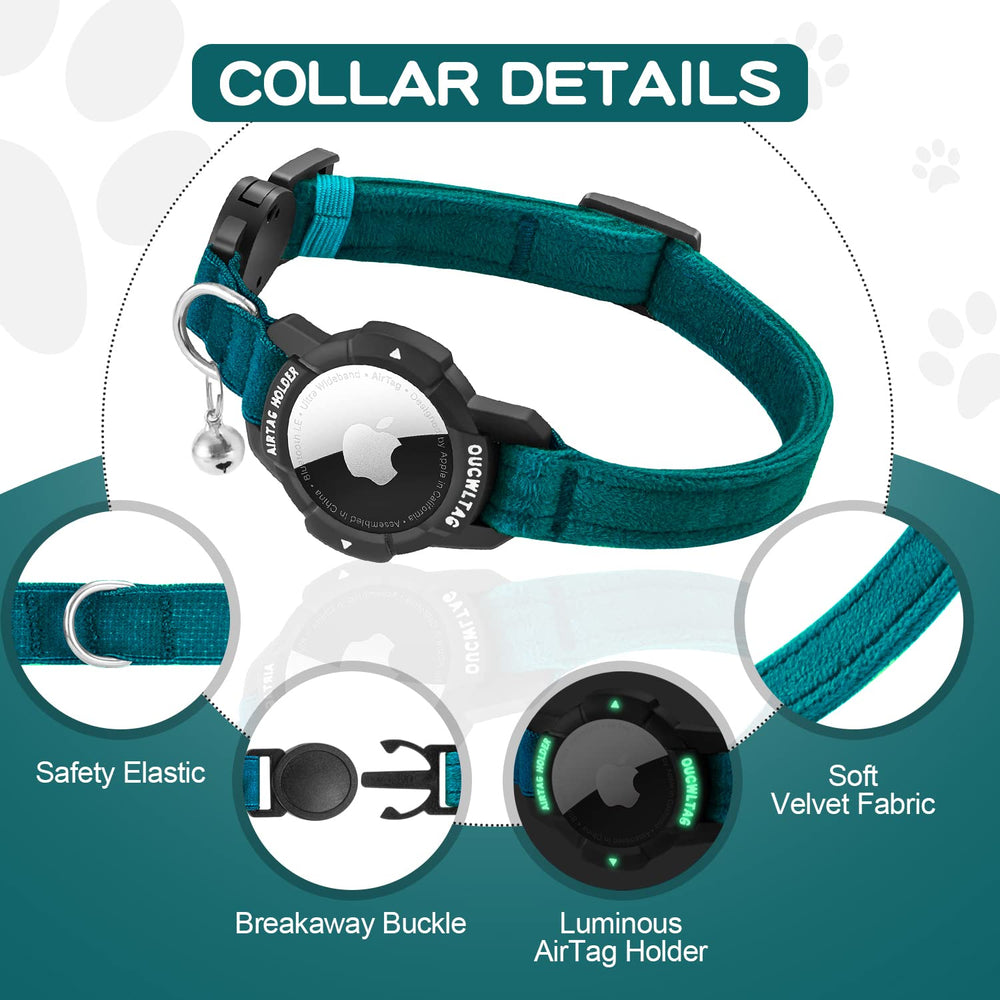 OUCWLTAG collar con cierre rápido y banda elástica para doble seguridad.