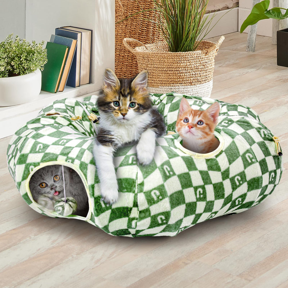 OUHOU cat bed tunnel donut green color fits modern homes