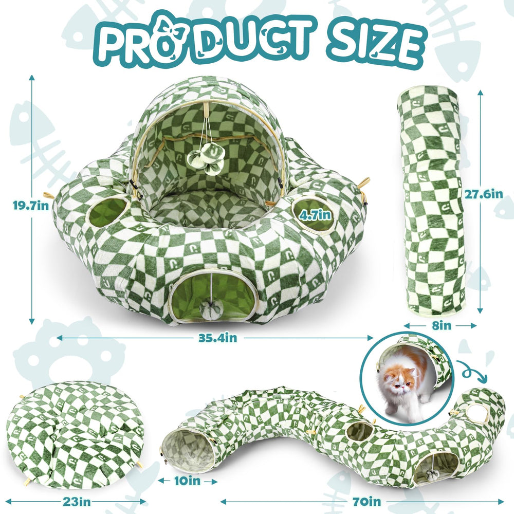 OUHOU cat bed tunnel donut soft crinkle-mat for comfort