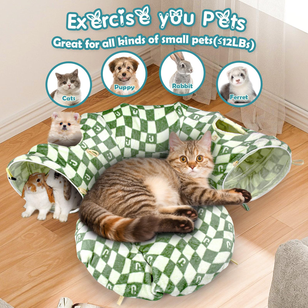 OUHOU cat bed tunnel donut washable cushion for quick cleaning