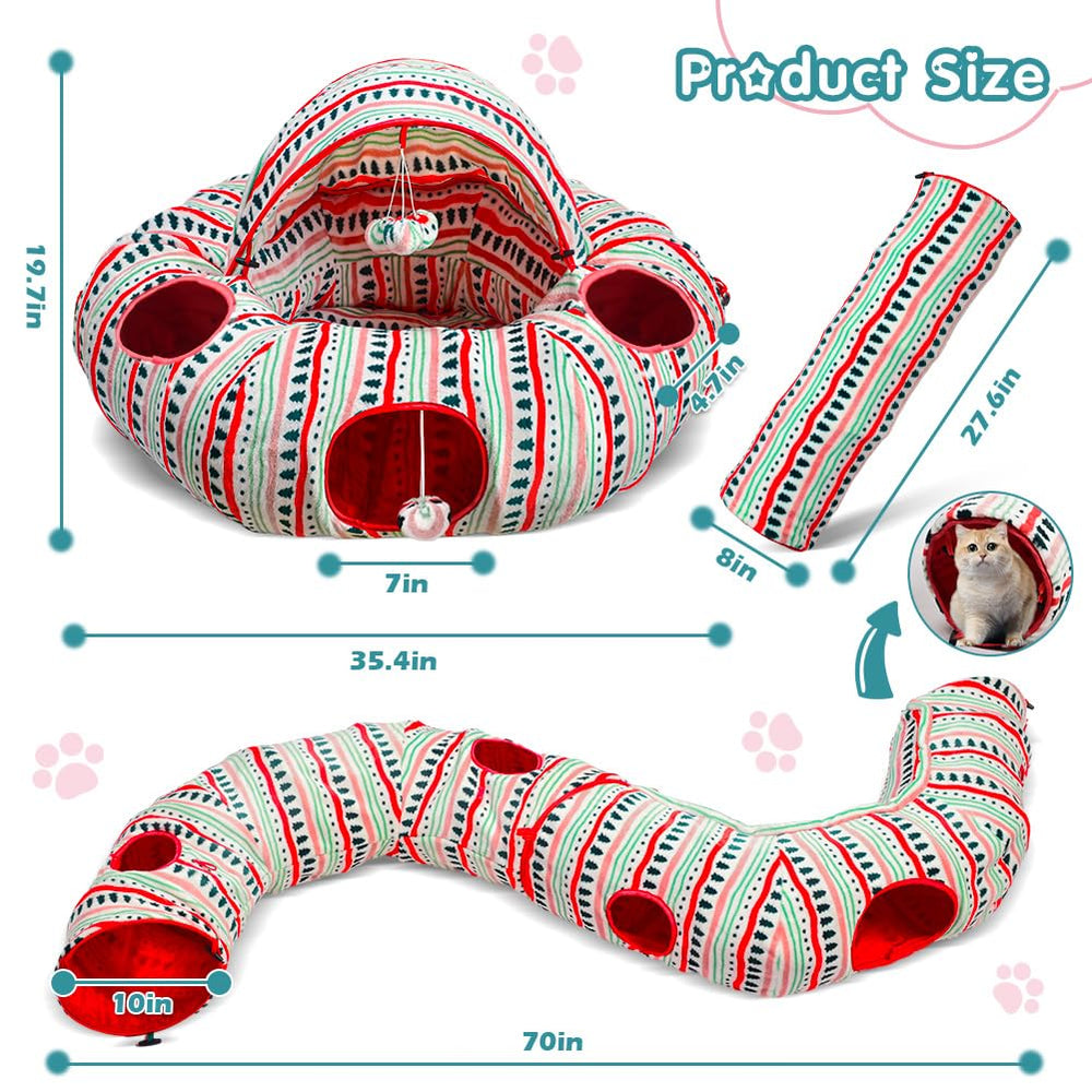 OUHOU cat tunnel bed entrance and exit for playful peekaboo exploration