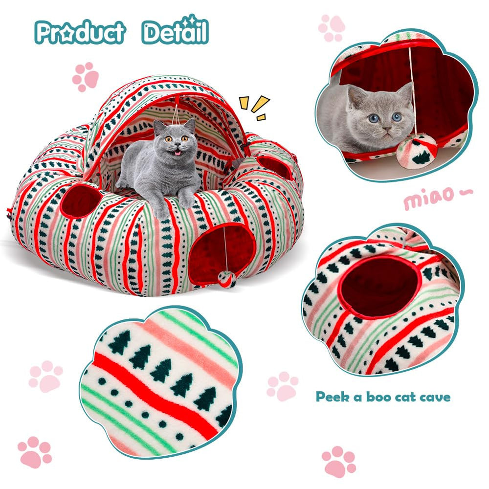 OUHOU cat tunnel bed multi-shape zipper enables versatile layouts