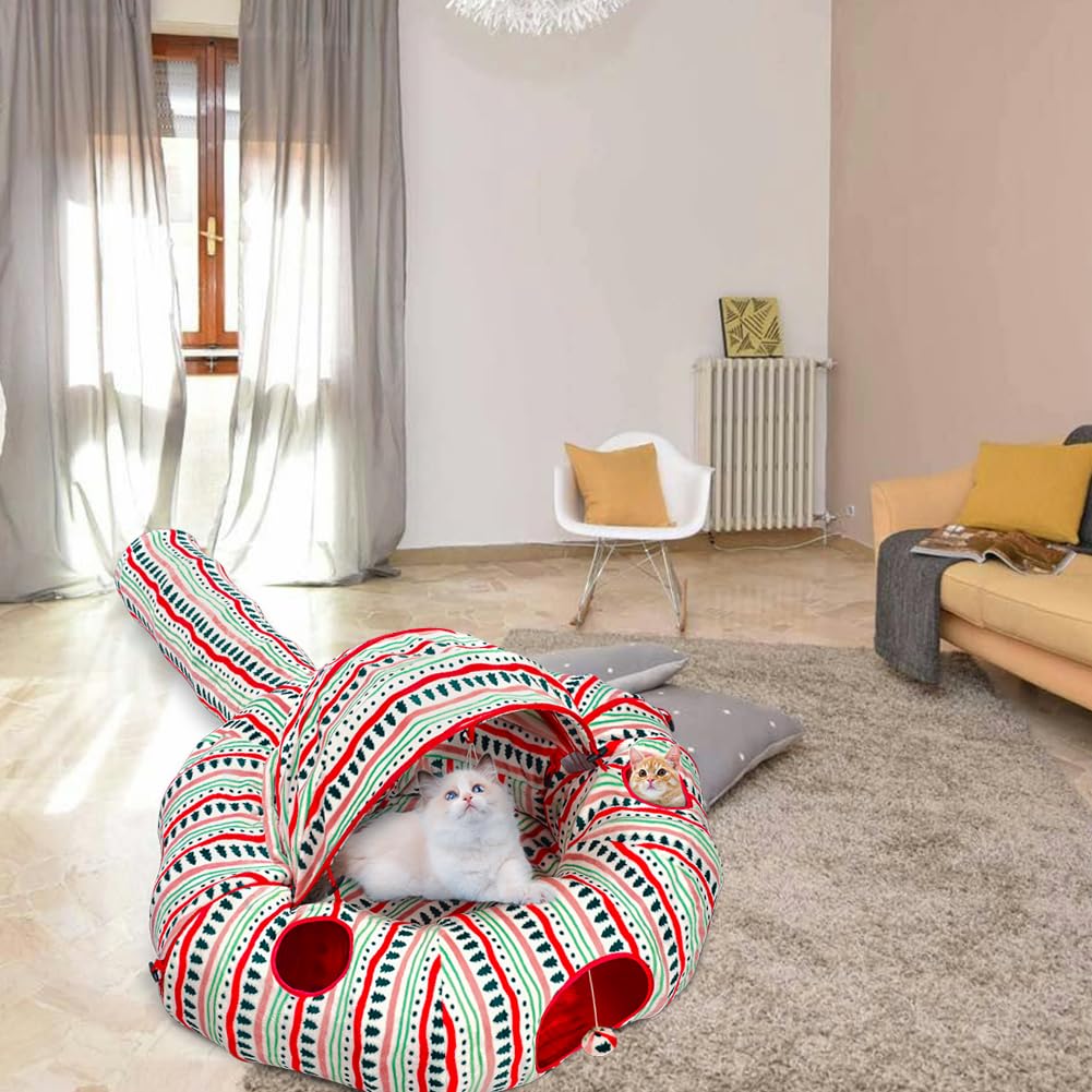 OUHOU cat tunnel bed washable mat for easy cleaning