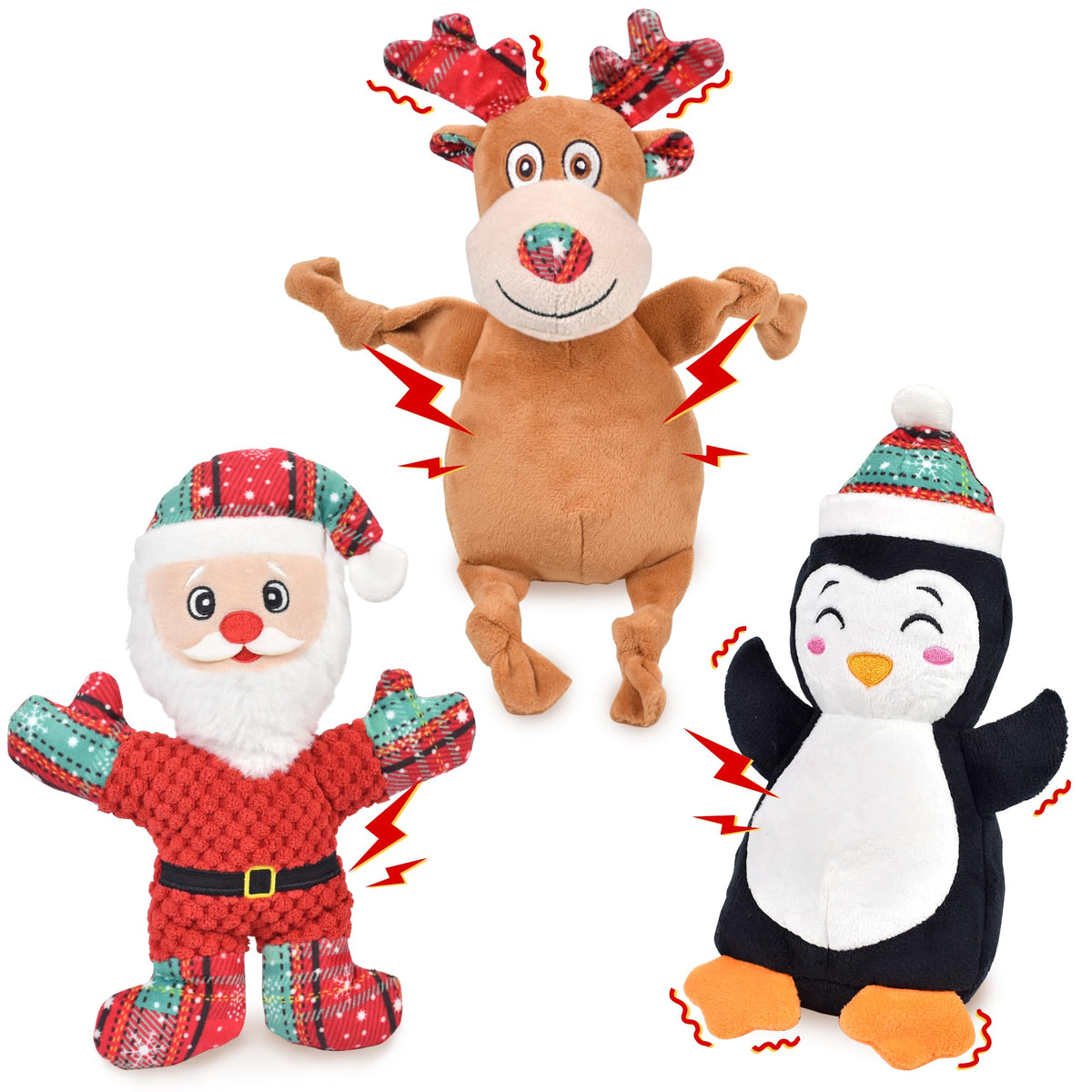 Ousiya Christmas Santa dog toy with squeaker for interactive play and festive fun.