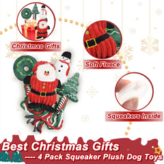Ousiya Christmas dog toy tree close-up with durable squeaker and holiday charm