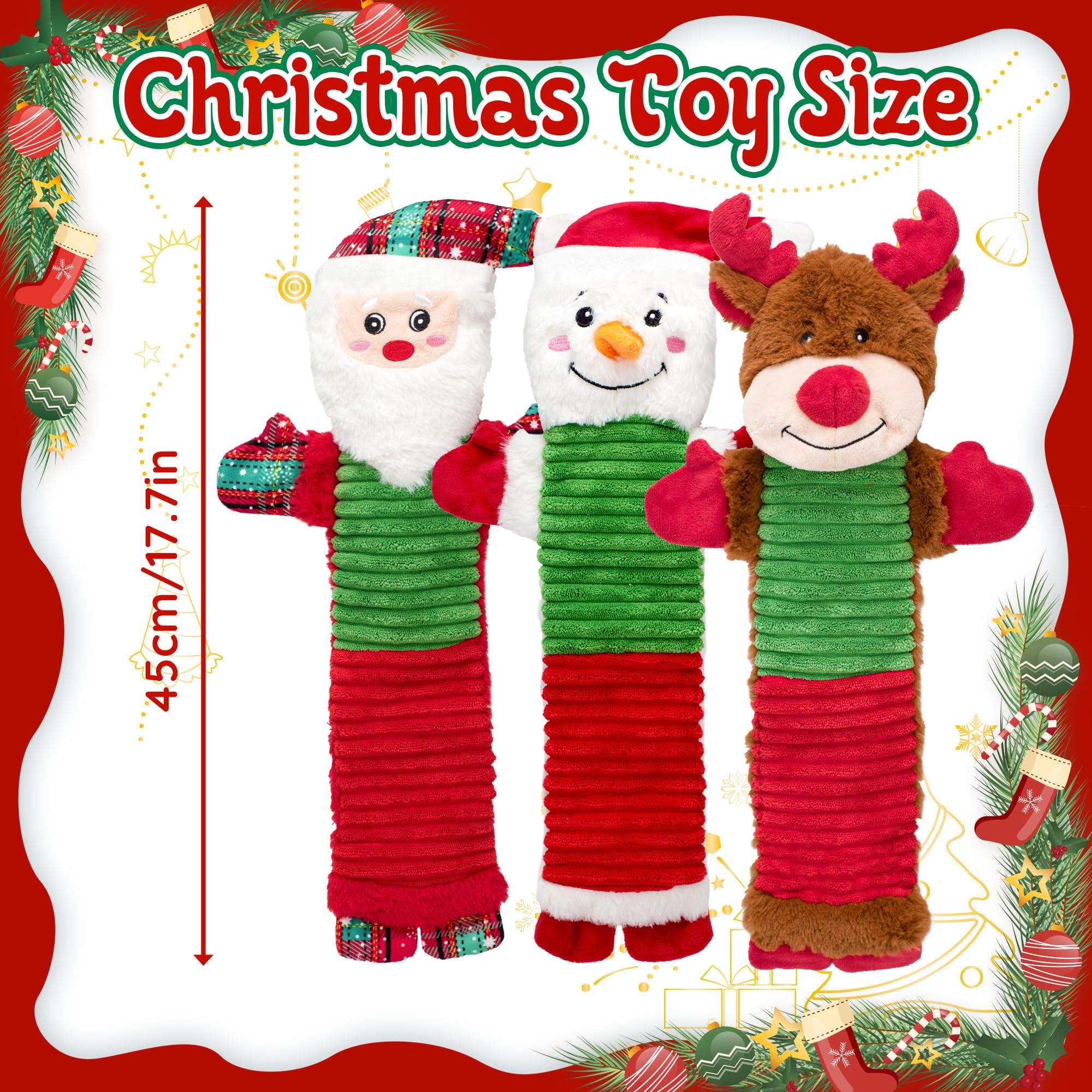 Ousiya Christmas squeaky dog toy reindeer promotes curiosity with crinkle paper.