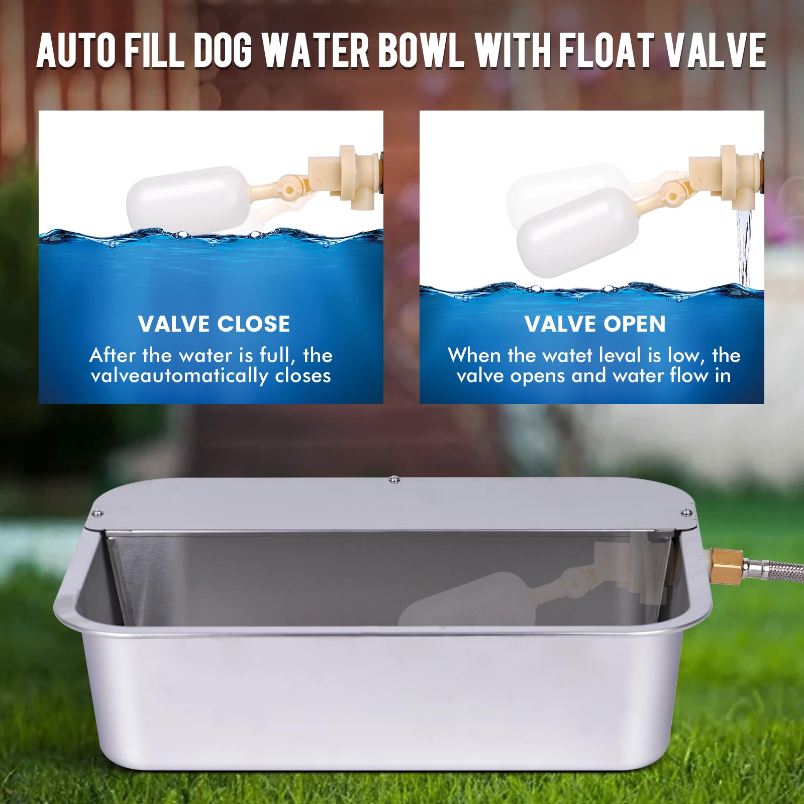 OUJIMAI float-valve waterer showing automatic refill for fresh hydration anytime.