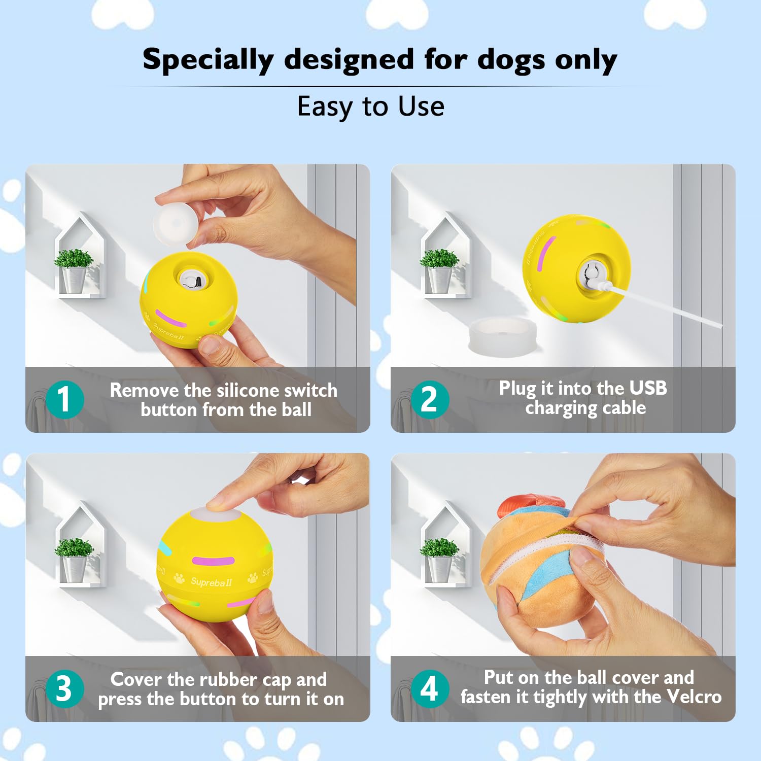 OULUXYLS dog ball IP54 waterproof for indoor and outdoor use.