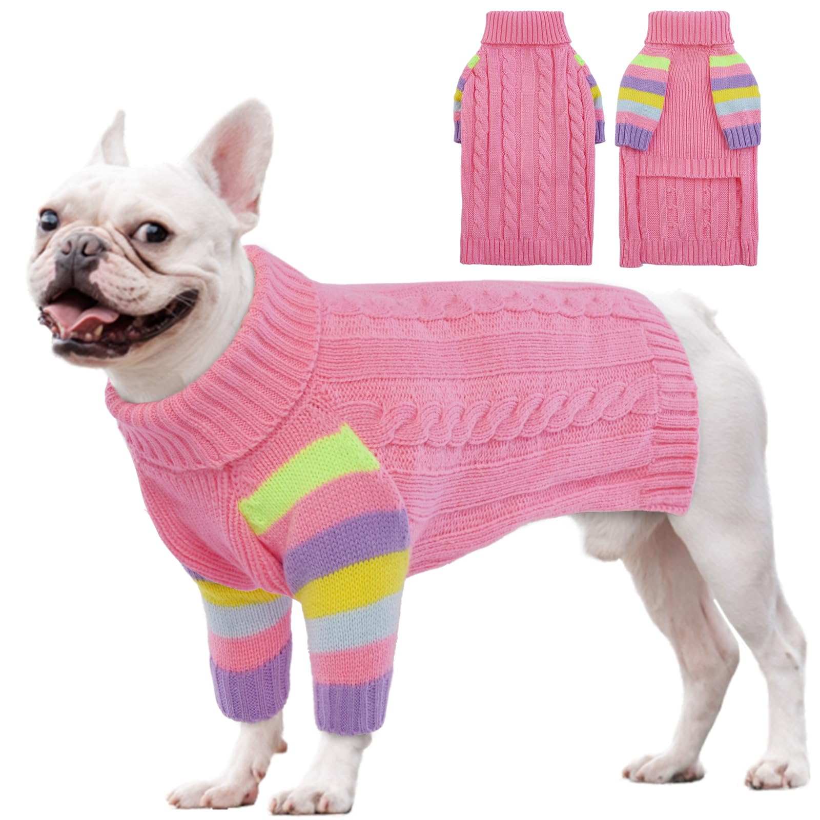 OUOBOB dog cold sweater pink—warmth for winter walks.