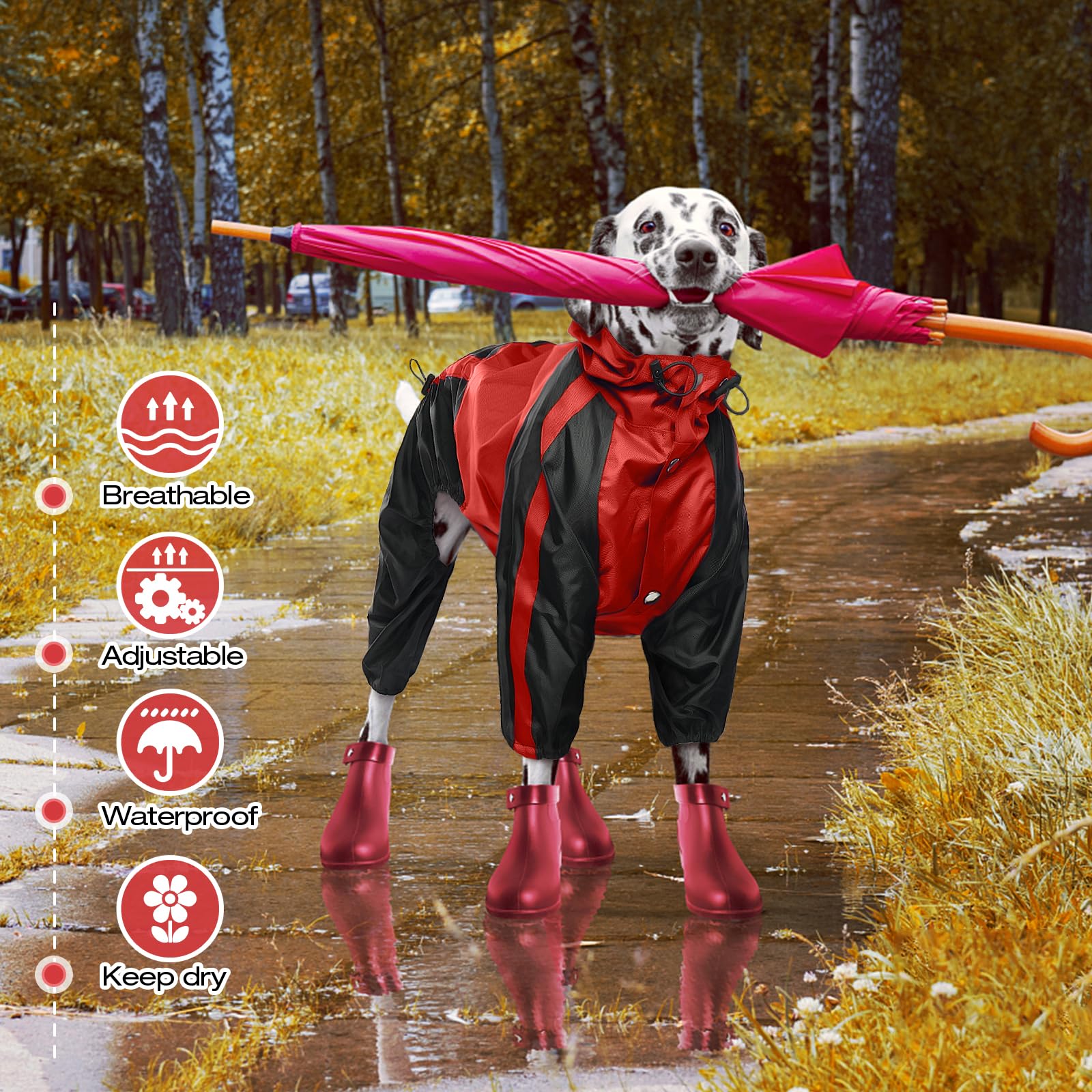 OUOBOB dog raincoat easy-clean folds compact after rain