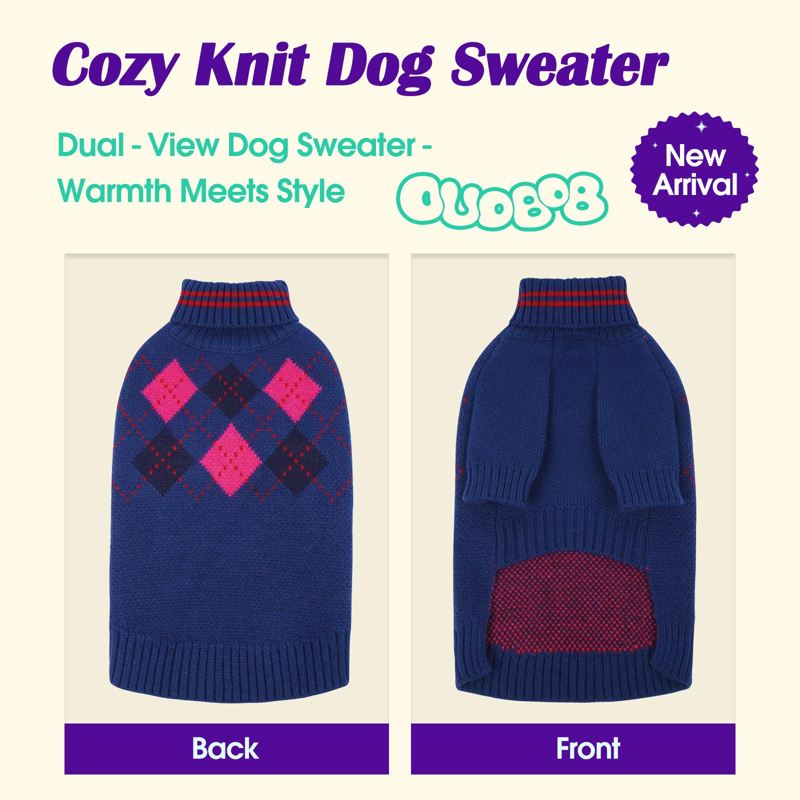 OUOBOB dog sweater blue cable-knit ensemble highlights soft texture