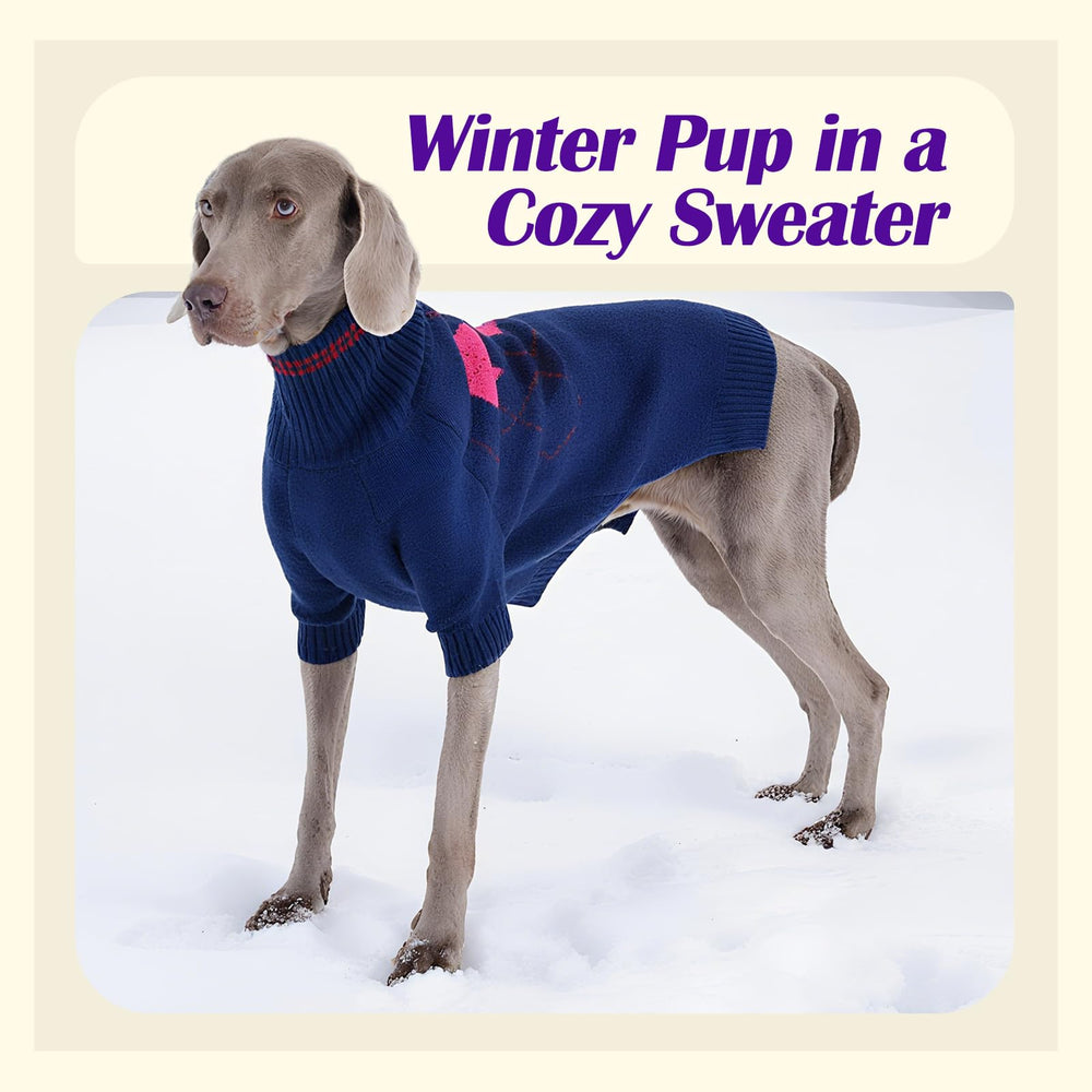 OUOBOB dog sweater blue ribbed cuffs demonstrating secure fit