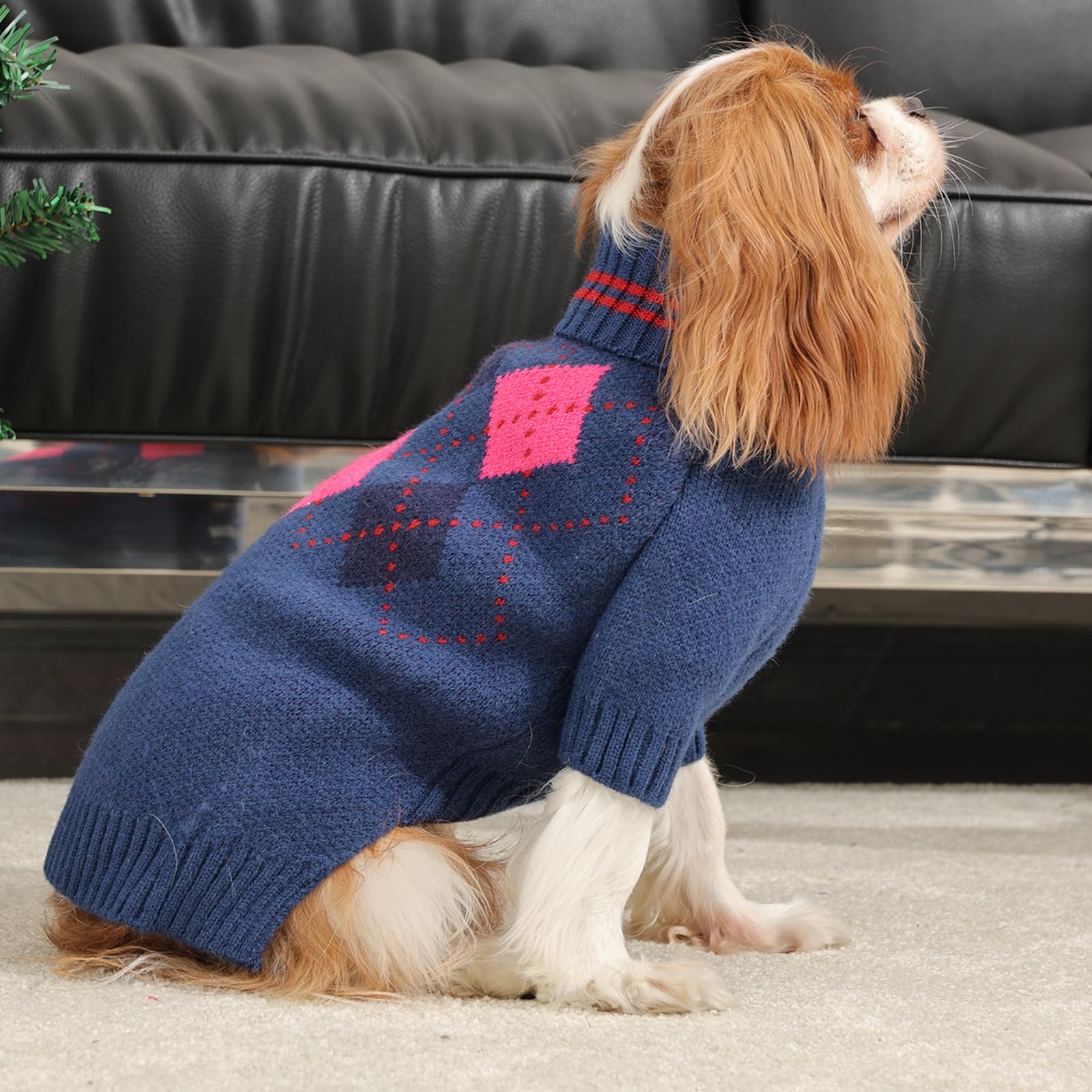 OUOBOB dog sweater blue stretchy-knit fit for easy wear and movement