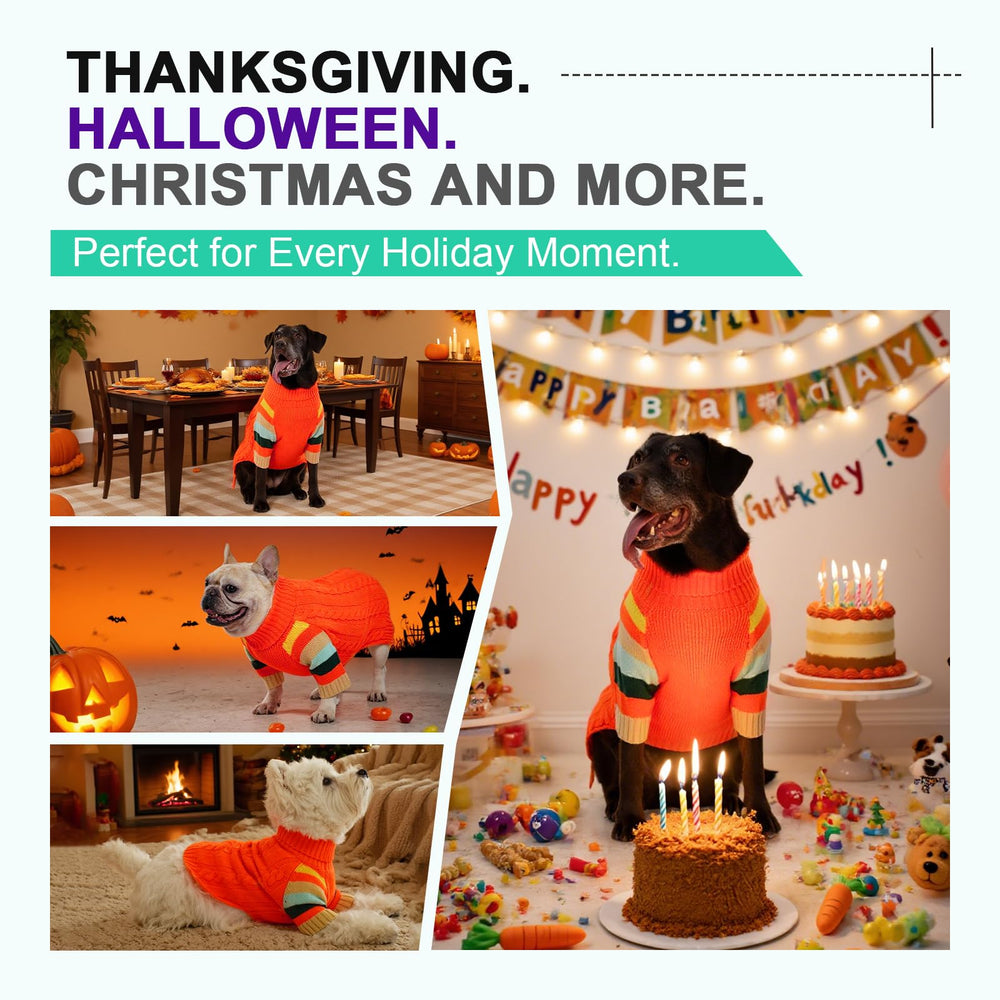 OUOBOB dog sweater orange size-chart helps find the right fit.