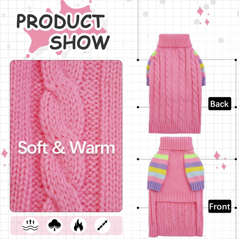OUOBOB dog sweater winter wear pink detail on cuff highlights festive style and durability.