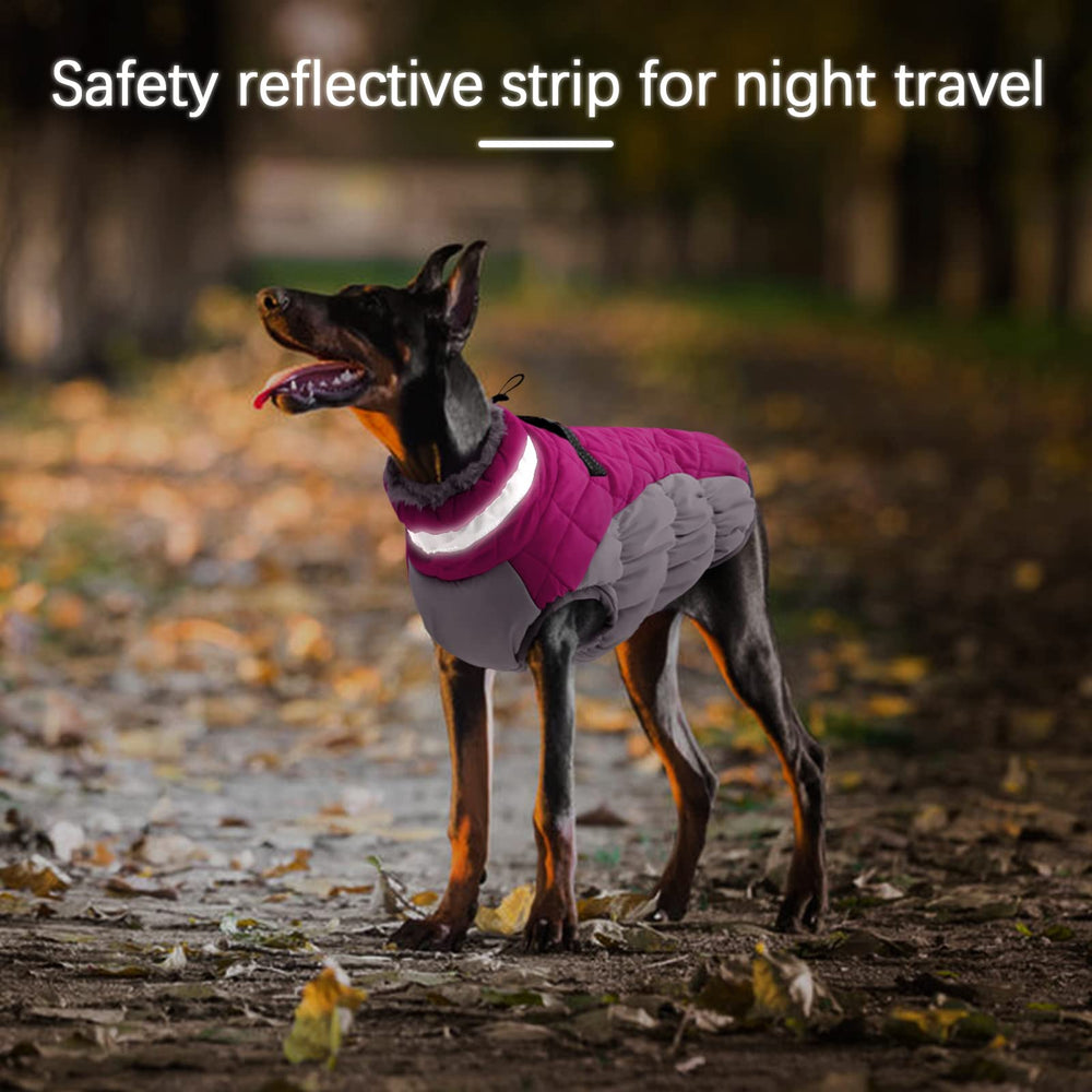 OUOBOB dog winter jacket plush collar adds extra warmth and a snug fit.