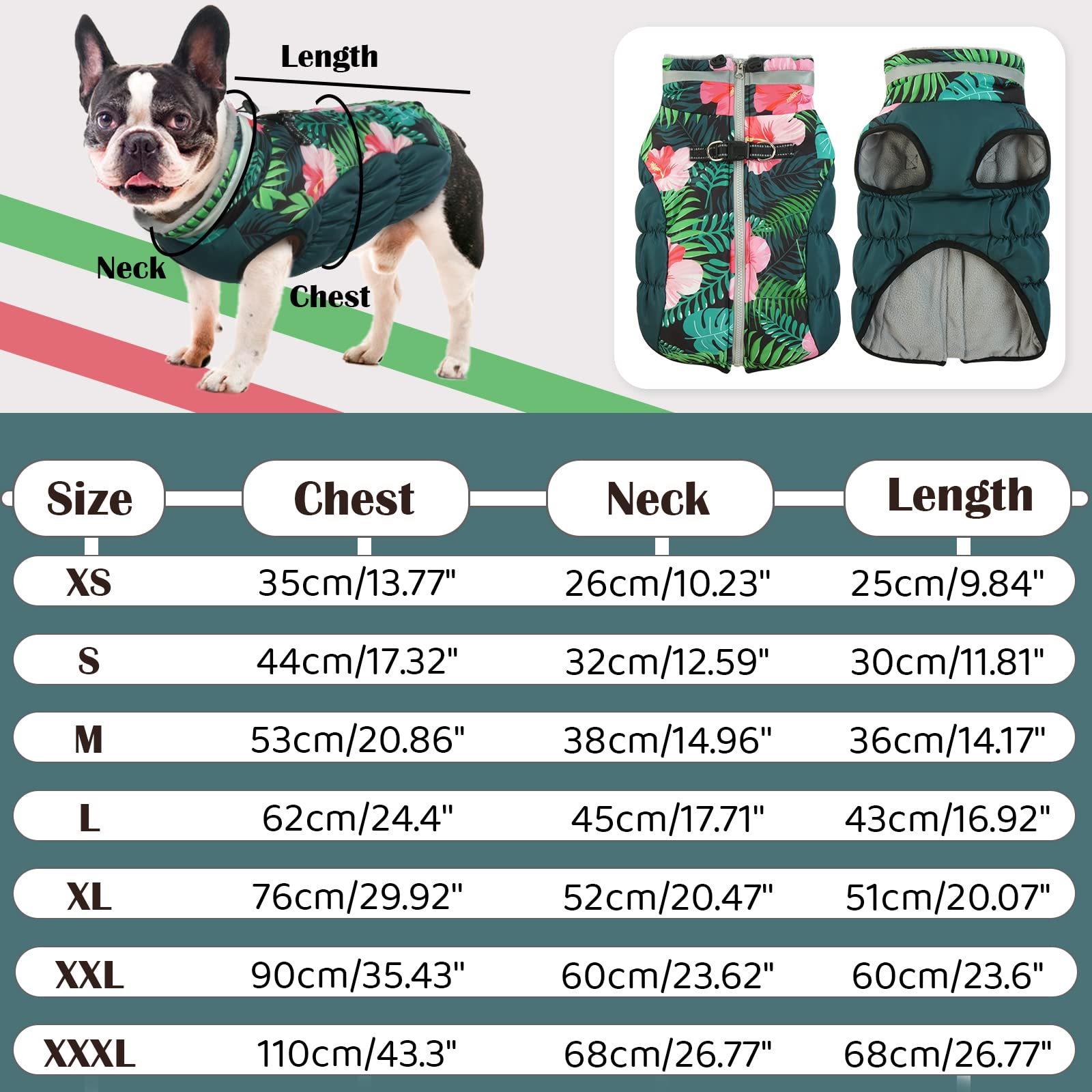 OUOBOB waterproof coat for large breeds protects against rain and snow