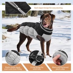 OUOBOB winter dog jacket with thick cotton liner keeps dogs warm on chilly days.