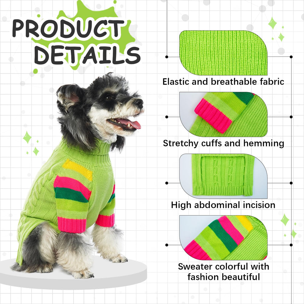 OUOBOB XLarge dog sweater with rainbow cuffs for stylish winter outfits.
