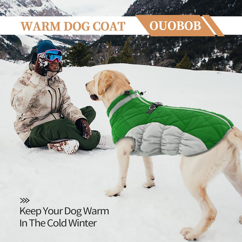 OUOBOB XXL dog coat D-ring leash attachment for safe outdoor walks.