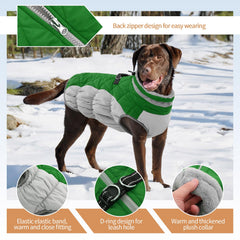 OUOBOB XXL dog coat plush collar adds warm comfort on chilly outings.