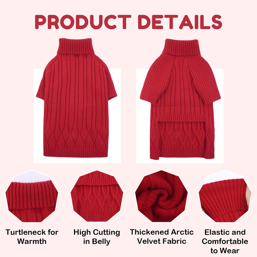 OUOBOB XXXL dog sweater red back view with cozy coverage