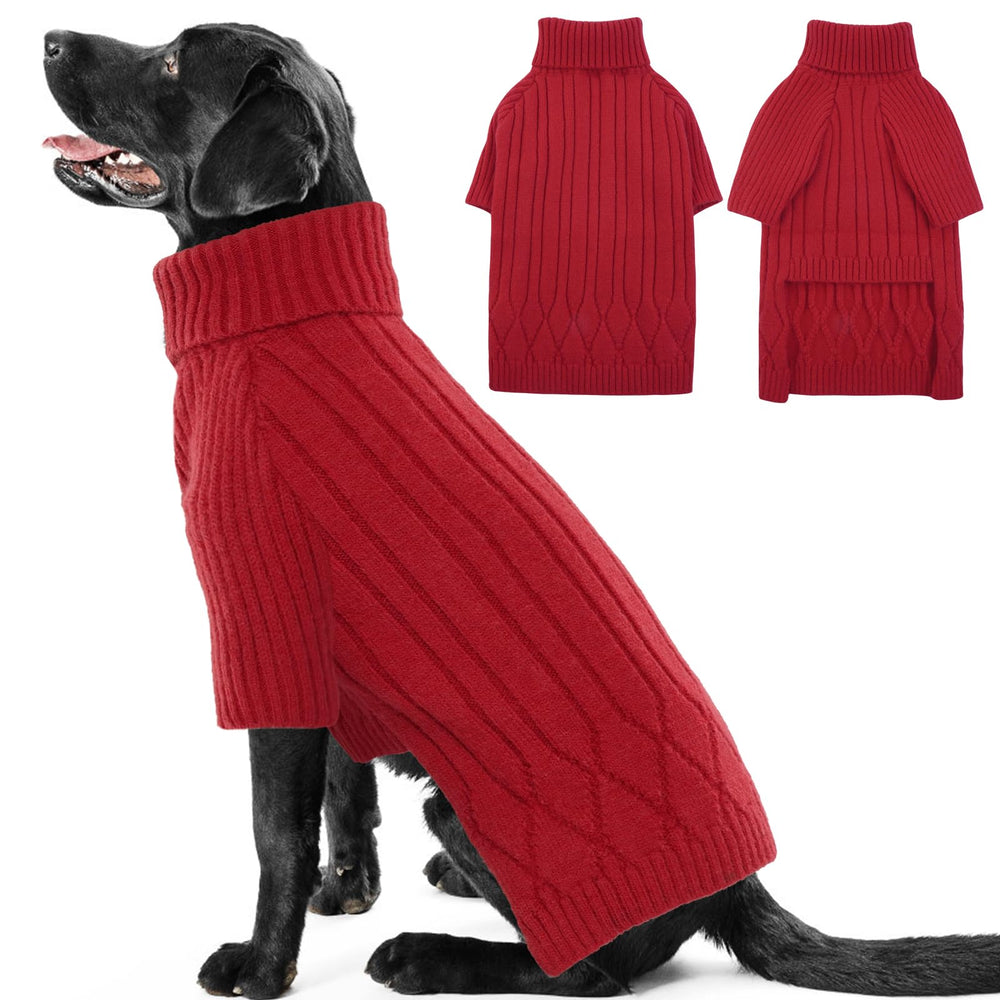 OUOBOB XXXL dog sweater red front view showing warm fit